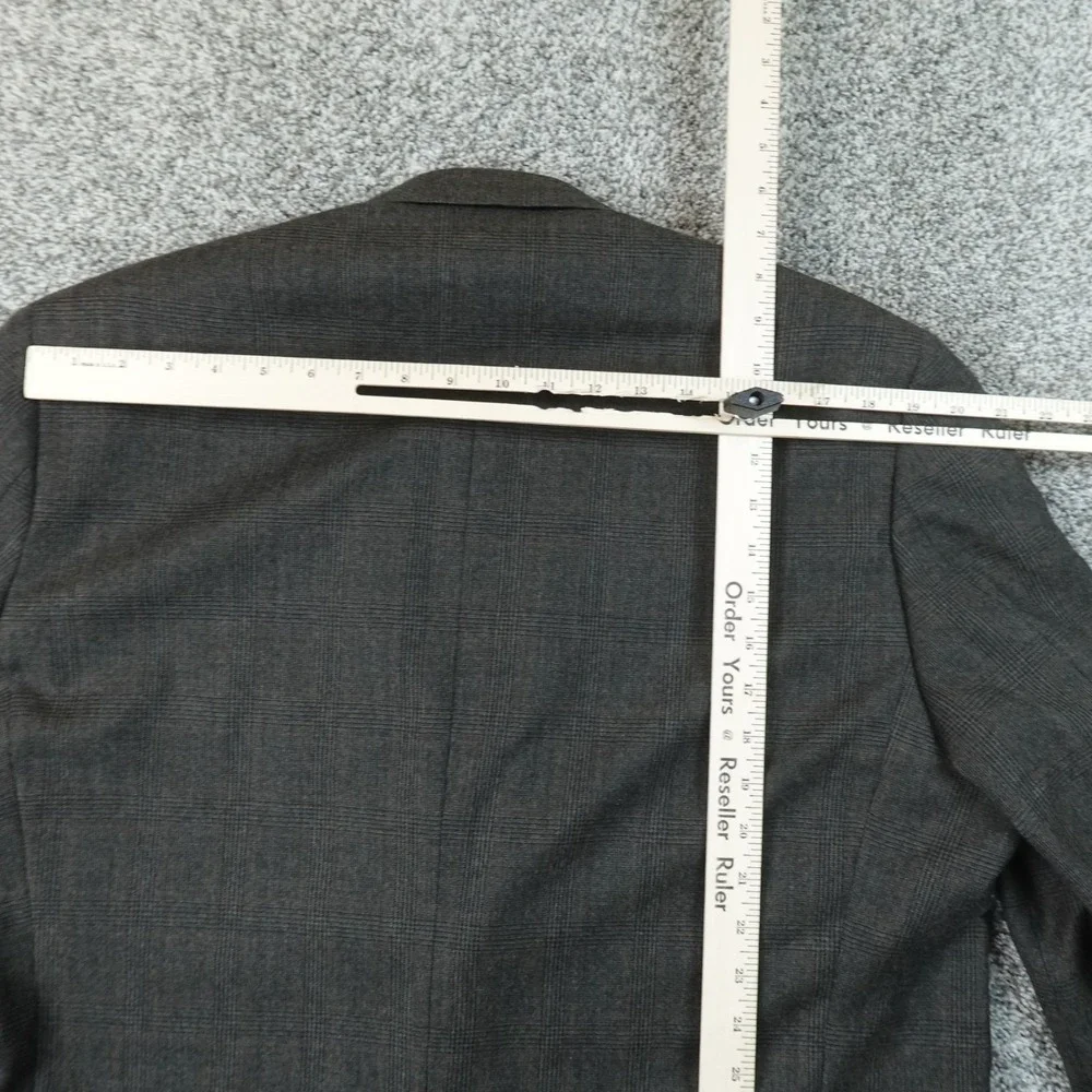 NEW Lands End Blazer Mens 46 Gray Glen Plaid Wool Button Sport Coat Suit Jacket